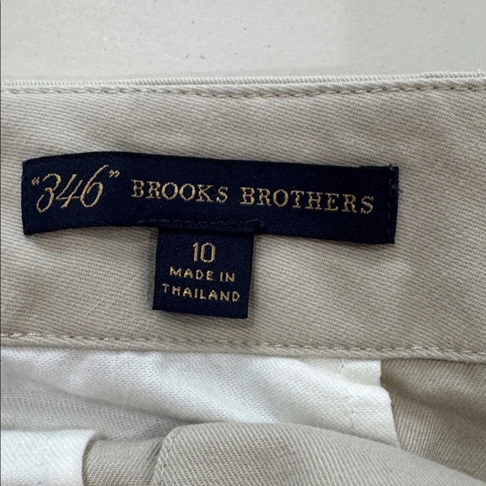 Brooks Brothers Khaki Cotton Chino Skirt Size 10 Mini Pencil Pockets